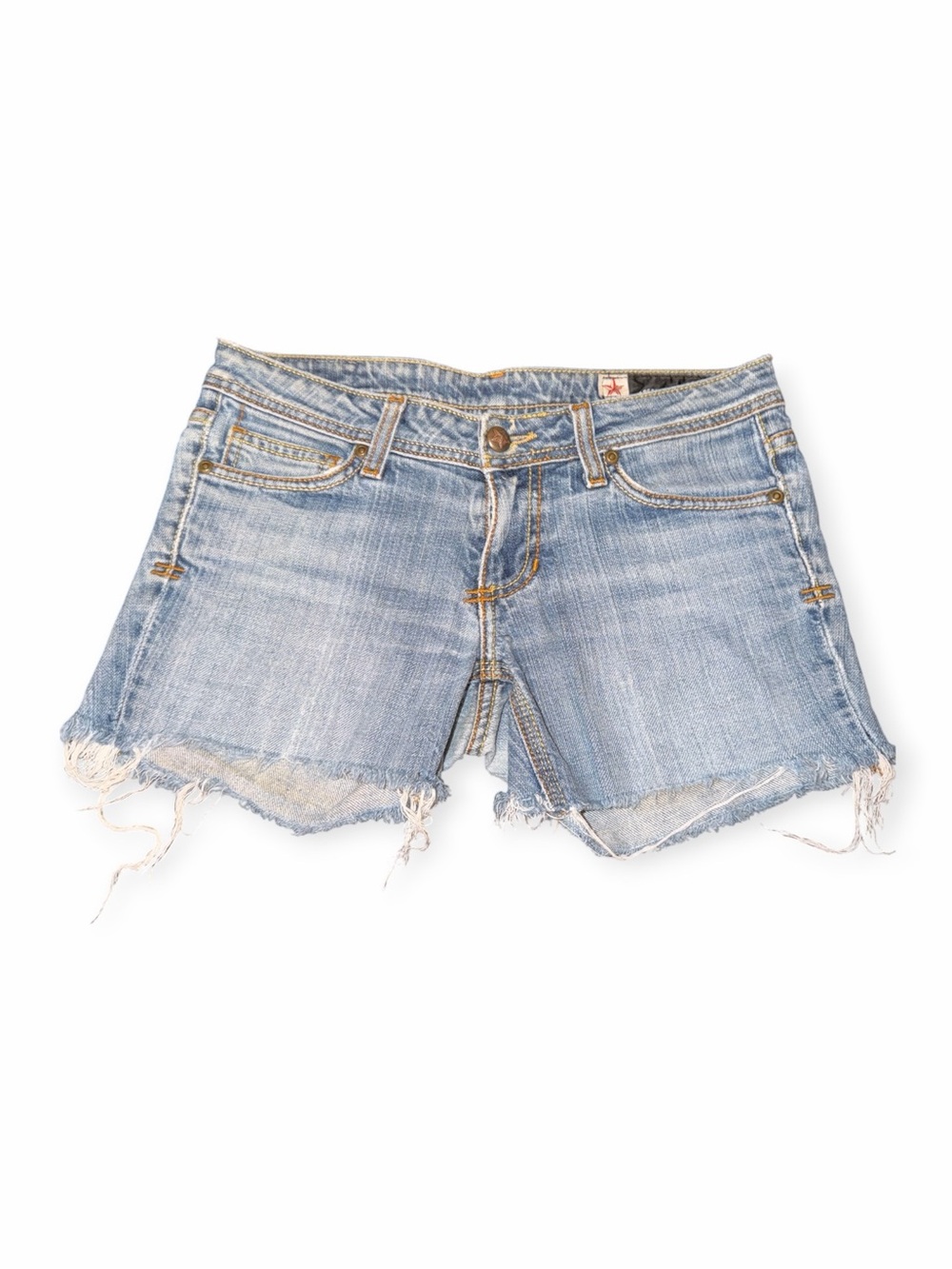Vintage People's Liberation Star Embroidered Denim Cutoff Shorts Size 25